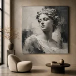 Charcoal Classical Bust Monochrome Wall Art Canvas Print - Image 6