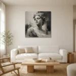 Charcoal Classical Bust Monochrome Wall Art Canvas Print styled in a refined neutral interior