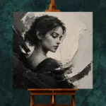 Sculptural Introspection Monochrome Wall Art Canvas Print - Image 2