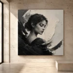 Sculptural Introspection Monochrome Wall Art Canvas Print - Image 3