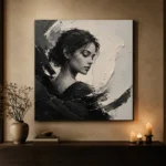Sculptural Introspection Monochrome Wall Art Canvas Print - Image 7