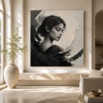 Sculptural Introspection Monochrome Wall Art Canvas Print - Image 8