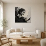 Sculptural Introspection Monochrome Wall Art Canvas Print styled in a refined neutral interior