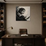 Sculptural Introspection Monochrome Wall Art Canvas Print displayed in a contemporary gallery-inspired room