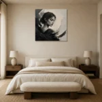 Sculptural Introspection Monochrome Wall Art Canvas Print showcased in an elegant minimalist interior