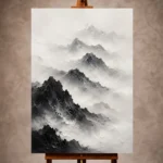 Misty Mountain Monochrome Wall Art Canvas Print