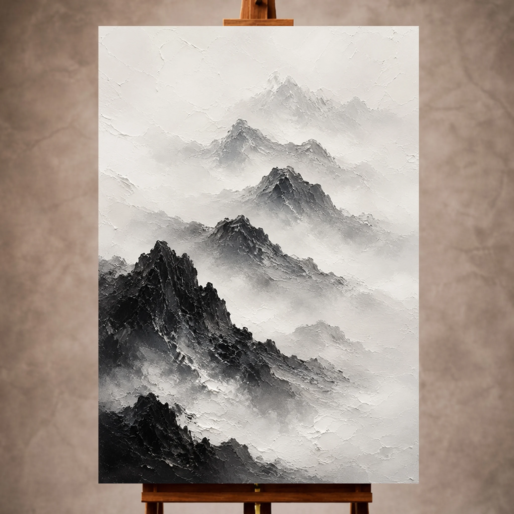 Misty Mountain Monochrome Wall Art Canvas Print Image 1 Misty Mountain Monochrome Wall Art Canvas Print - Image 1