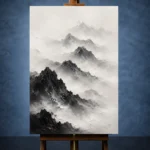 Misty Mountain Monochrome Wall Art Canvas Print - Image 2