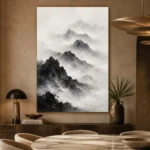 Misty Mountain Monochrome Wall Art Canvas Print - Image 5