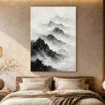 Misty Mountain Monochrome Wall Art Canvas Print - Image 6