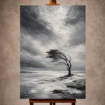 Charcoal Winter Tree Monochrome Wall Art Canvas Print