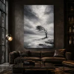 Charcoal Winter Tree Monochrome Wall Art Canvas Print - Image 4