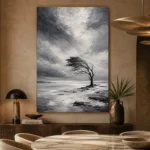 Charcoal Winter Tree Monochrome Wall Art Canvas Print - Image 5