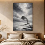 Charcoal Winter Tree Monochrome Wall Art Canvas Print - Image 6