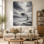 Charcoal Winter Tree Monochrome Wall Art Canvas Print - Image 7