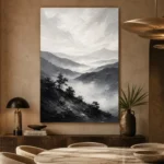 Misty Valley Monochrome Wall Art Canvas Print - Image 5