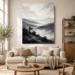 Misty Valley Monochrome Wall Art Canvas Print - Image 7