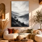 Misty Valley Monochrome Wall Art Canvas Print - Image 8