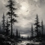 Luminous Pine Forest Monochrome Wall Art Canvas Print