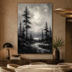 Luminous Pine Forest Monochrome Wall Art Canvas Print - Image 5