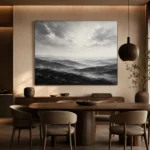 Expansive Misty Hills Monochrome Wall Art Canvas Print - Image 4