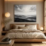 Expansive Misty Hills Monochrome Wall Art Canvas Print - Image 8