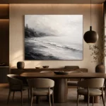 Fogbound Shoreline Monochrome Wall Art Canvas Print - Image 4