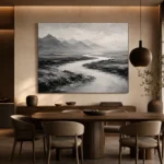 Winding River Plains Monochrome Wall Art Canvas Print - Image 4