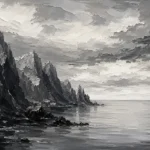 Sculptural Coastal Rocks Monochrome Wall Art Canvas Print