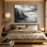 Sculptural Coastal Rocks Monochrome Wall Art Canvas Print - Image 8
