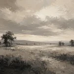 Softly Lit Grasslands Monochrome Wall Art Canvas Print