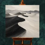Sculptural Desert Dunes Monochrome Wall Art Canvas Print - Image 2