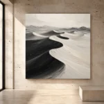 Sculptural Desert Dunes Monochrome Wall Art Canvas Print - Image 3