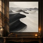 Sculptural Desert Dunes Monochrome Wall Art Canvas Print - Image 4