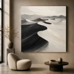 Sculptural Desert Dunes Monochrome Wall Art Canvas Print - Image 6