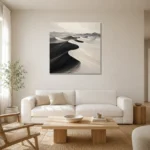 Sculptural Desert Dunes Monochrome Wall Art Canvas Print styled in a refined neutral interior