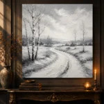 Peaceful Winter Path Monochrome Wall Art Canvas Print - Image 4