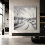 Peaceful Winter Path Monochrome Wall Art Canvas Print - Image 5