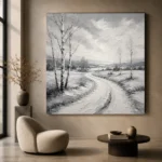 Peaceful Winter Path Monochrome Wall Art Canvas Print - Image 6