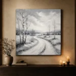 Peaceful Winter Path Monochrome Wall Art Canvas Print - Image 7