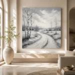 Peaceful Winter Path Monochrome Wall Art Canvas Print - Image 8