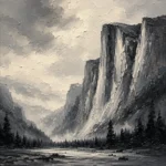 Granite Valley Monochrome Wall Art Canvas Print
