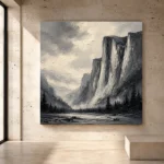Granite Valley Monochrome Wall Art Canvas Print - Image 3