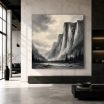 Granite Valley Monochrome Wall Art Canvas Print - Image 5