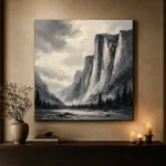 Granite Valley Monochrome Wall Art Canvas Print - Image 7