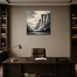 Granite Valley Monochrome Wall Art Canvas Print displayed in a contemporary gallery-inspired room