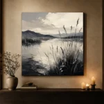Peaceful Marshland Monochrome Wall Art Canvas Print - Image 7