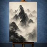 Mist-Covered Mountain Ink Wash Wall Art Canvas Print - Image 2