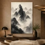 Mist-Covered Mountain Ink Wash Wall Art Canvas Print - Image 5