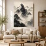 Mist-Covered Mountain Ink Wash Wall Art Canvas Print - Image 7